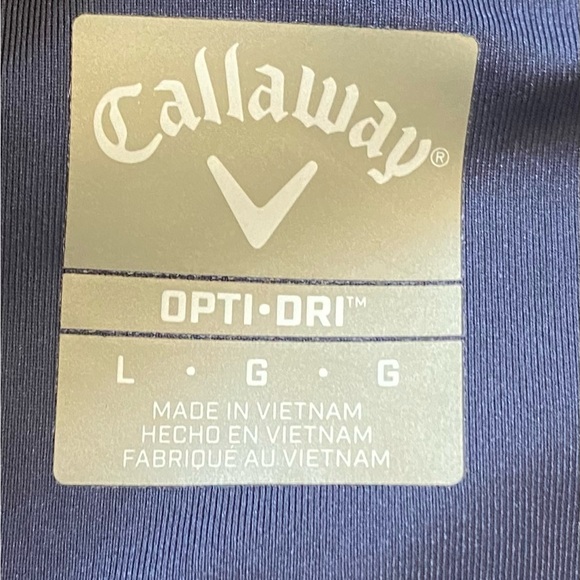 Calloway Mens polo shirt, Large OptiDri Navy blue. Solid navy back. Lightweight - Picture 2 of 3